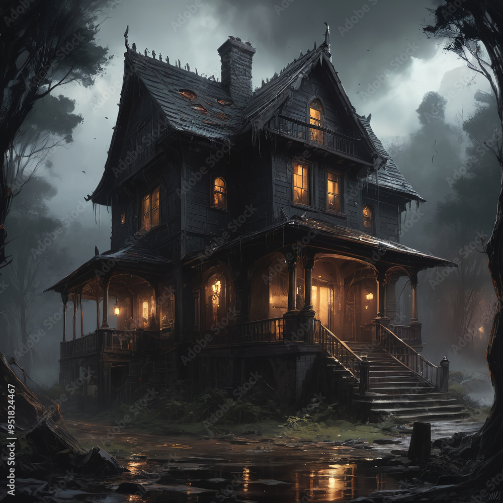Obraz premium haunted house in the woods