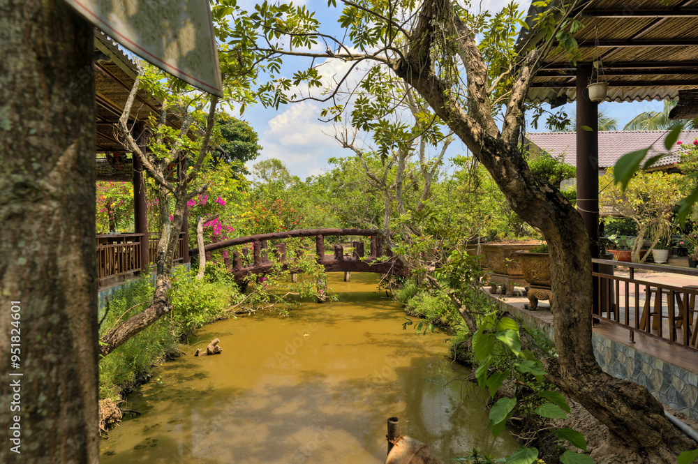 Wooden Bridge at Honey-Bee Farm, Mekong Delta, Vietnam Wooden Bridge at Honey-Bee Farm, Mekong Delta, Vietnam