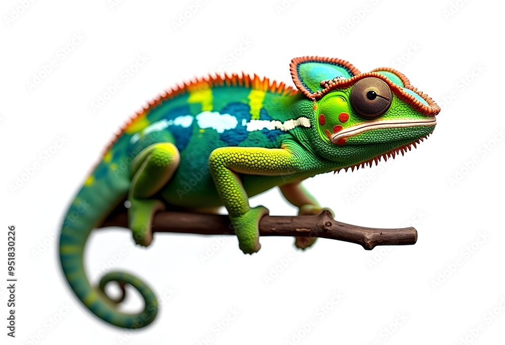 Fototapeta premium Vibrant Colorful Chameleon on a Branch