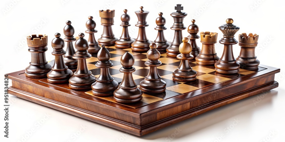 A Classic Chessboard Set Up - Wooden, Polished, Game, Strategy, Competition A Classic Chessboard Set Up - Wooden, Polished, Game, Strategy, Competition