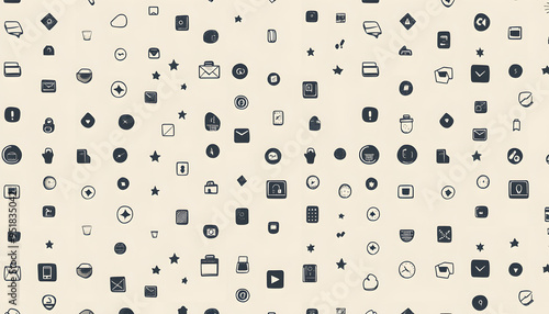 Repeating small icons, like stars, dots, or simple symbols, evenly spaced on a neutral background for a subtle pattern.