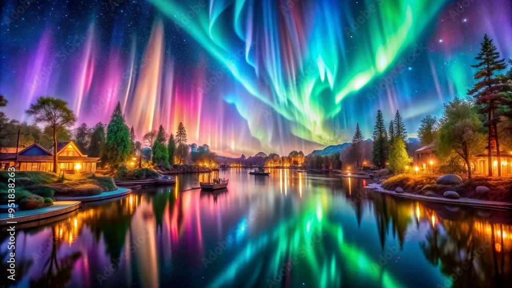 Aurora Borealis Reflection on Still Lake, Night Sky, Northern Lights, Magical Nature, Landscape , aurora borealis , northern lights Aurora Borealis Reflection on Still Lake, Night Sky, Northern Lights, Magical Nature, Landscape , aurora borealis , northern lights