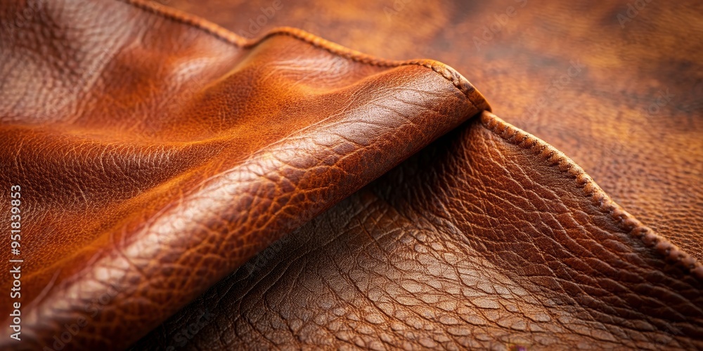 Close-up of Brown Leather Texture with Stitching, leather, texture, background, material , brown Close-up of Brown Leather Texture with Stitching, leather, texture, background, material , brown