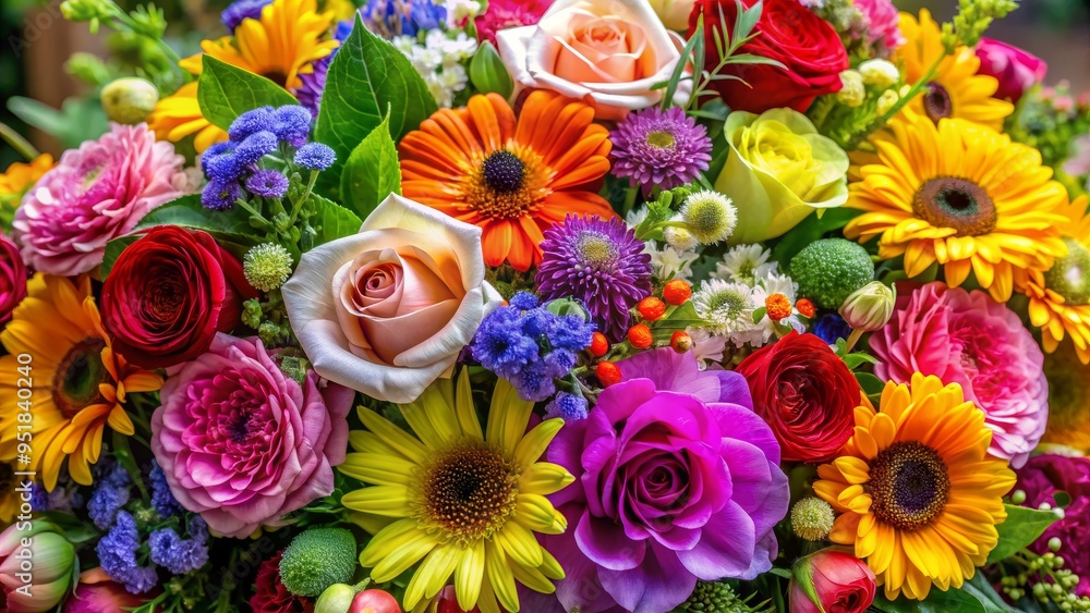 Colorful Bouquet of Roses, Sunflowers, and Other Flowers, Close Up, Floral Arrangement, Flower Photography, Colorful Bouquet Colorful Bouquet of Roses, Sunflowers, and Other Flowers, Close Up, Floral Arrangement, Flower Photography, Colorful Bouquet