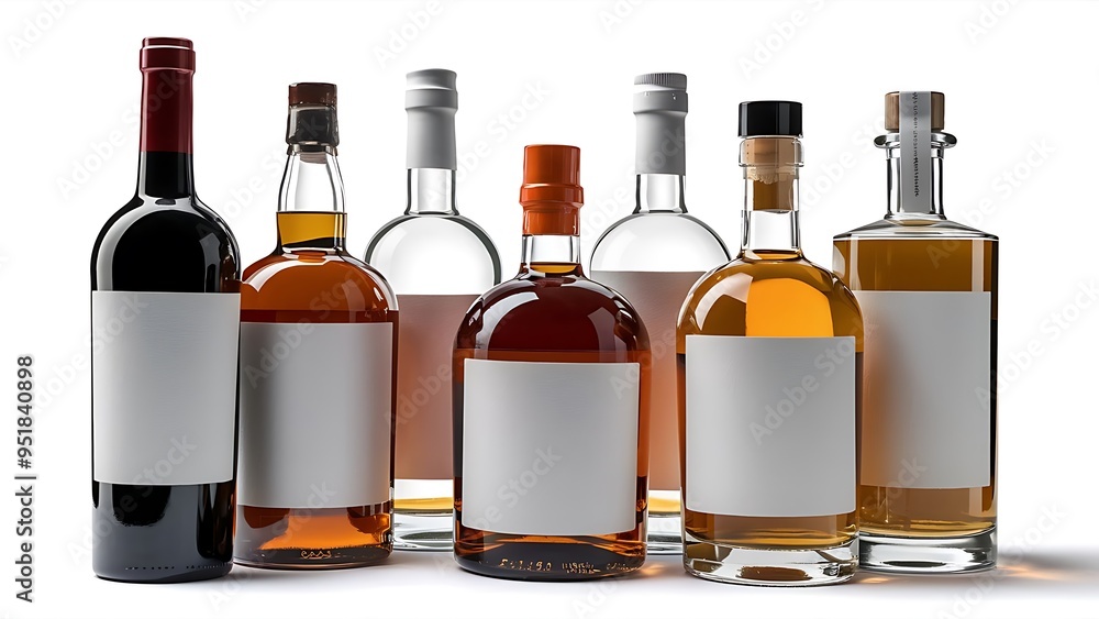 Naklejka premium Different images of alcohol isolated on a white background