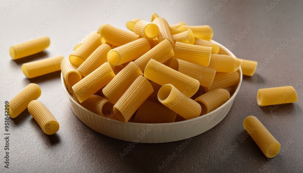 Fresh raw rigatoni pasta
