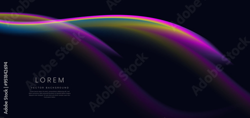 Colorful wave and light on black background. You can use for ad, poster, template, business presentation.