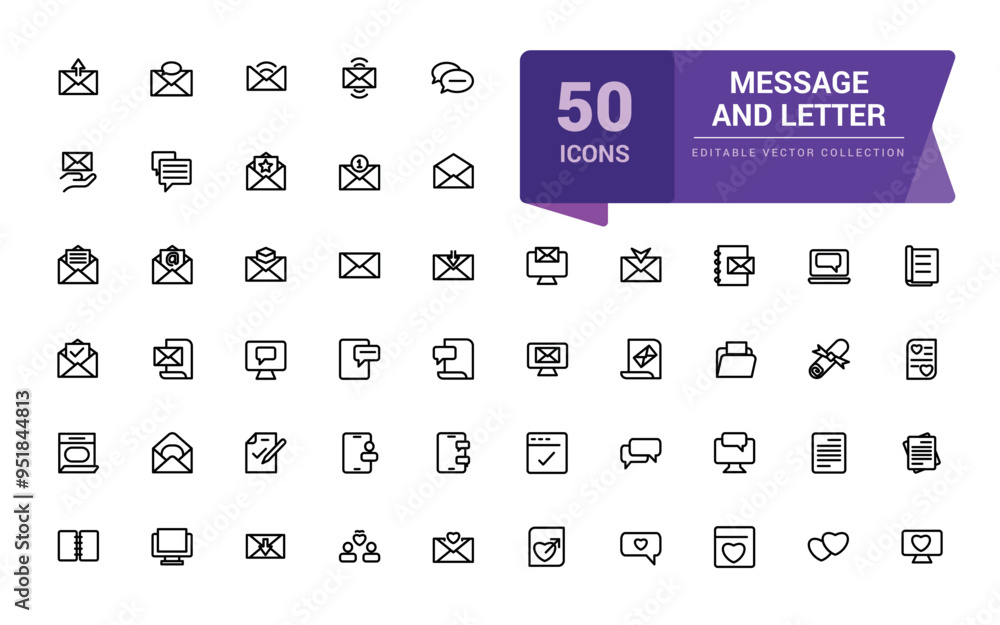 Message and letter icon set. Pixel perfect, minimalistic web and UI icon. Outline icon collections. Editable vector illustration. Message and letter icon set. Pixel perfect, minimalistic web and UI icon. Outline icon collections. Editable vector illustration.