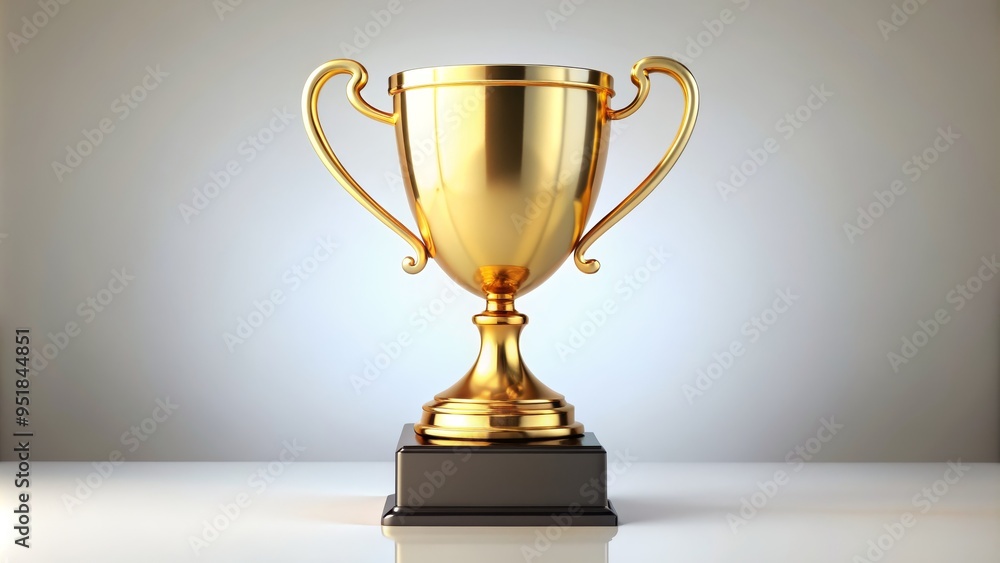 Golden Trophy on White Background, 3D Rendering, Trophy, Award, Achievement, Victory Golden Trophy on White Background, 3D Rendering, Trophy, Award, Achievement, Victory