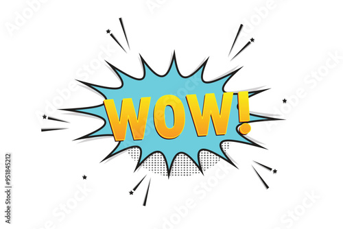 colorful " WOW " word speech bubble comic lettering