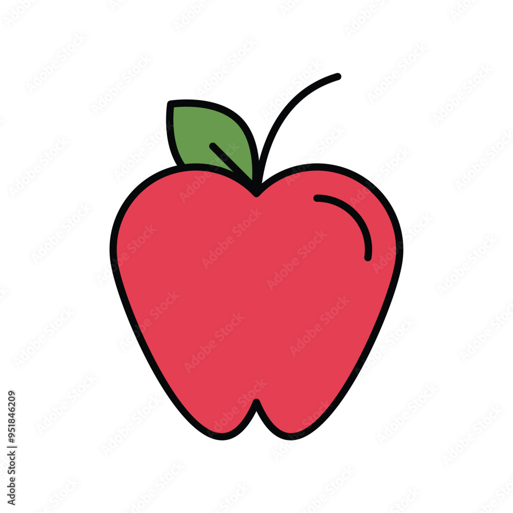 Fototapeta premium apple color line icon with white background vector stock illustration