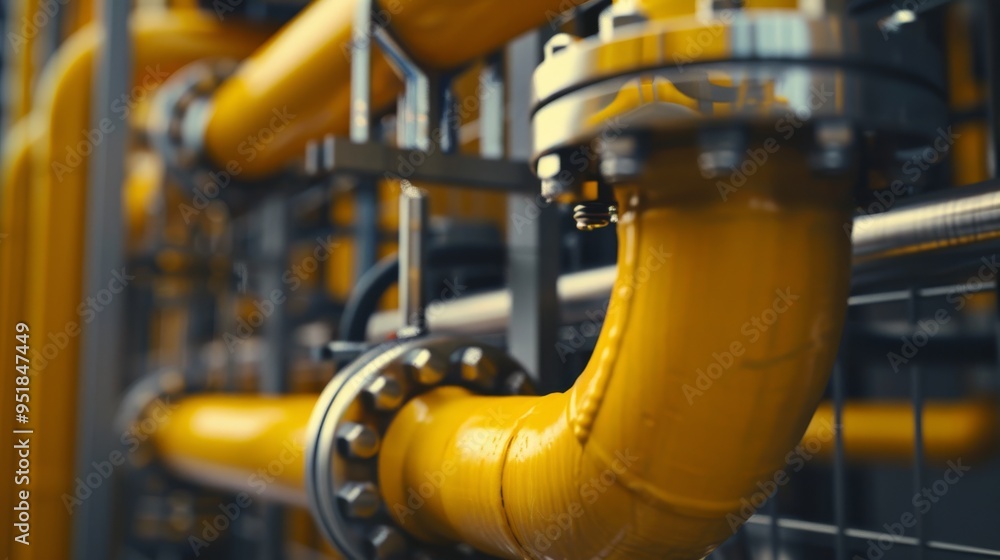 Gleaming industrial pipes with both shiny and matte finishes, forming an intricate network, showcasing the clean and functional design. Gleaming industrial pipes with both shiny and matte finishes, forming an intricate network, showcasing the clean and functional design.