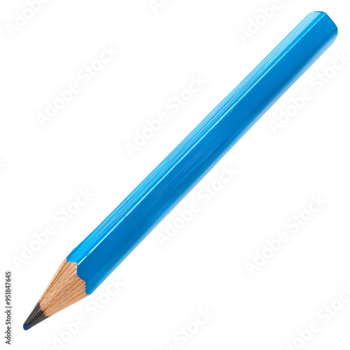 Blue pencil isolated on transparent or white background