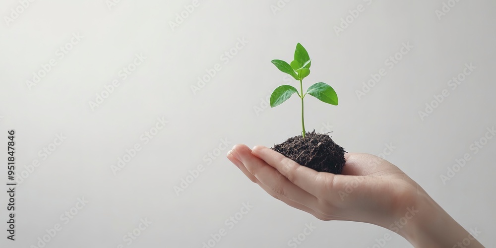 Hand holding a small plant or small tree for giving life to the earth, isolated on white background. Concept of conservation, planting, sustainability, environmental and ecology Hand holding a small plant or small tree for giving life to the earth, isolated on white background. Concept of conservation, planting, sustainability, environmental and ecology