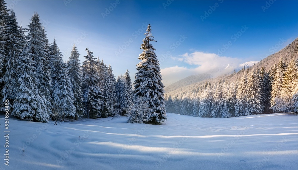 Obraz premium Winter morning with fresh snow