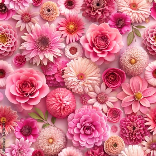 Pink Paradise A Collage of Delicate Blooms, Paper Flowers, Floral Design, Close-up, Macro, Floral Arrangement, Pink Palette