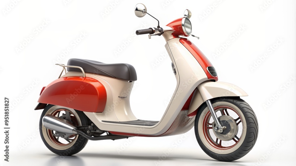 Retro Scooter Design White and Red, 3D Render, Isolated, scooter, motorcycle, design, vehicle Retro Scooter Design White and Red, 3D Render, Isolated, scooter, motorcycle, design, vehicle