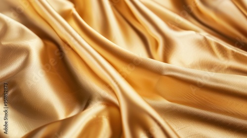 Light pale brown yellow silk satin. Gradient. Dusty gold color. Golden luxury elegant beauty premium abstract background. Shiny, shimmer. Curtain. Drapery. Fabric, cloth texture. Christmas, birthday. 