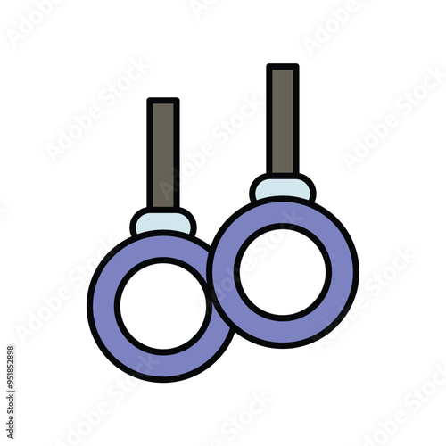 gymnastic rings color line icon with white background vector stock illustration