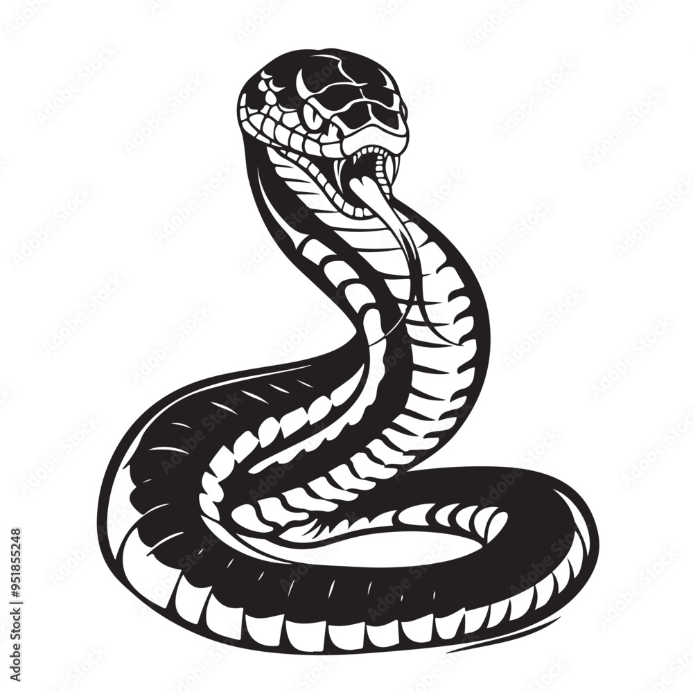 Fototapeta premium Black and white Snake vector image. illustration of a snake