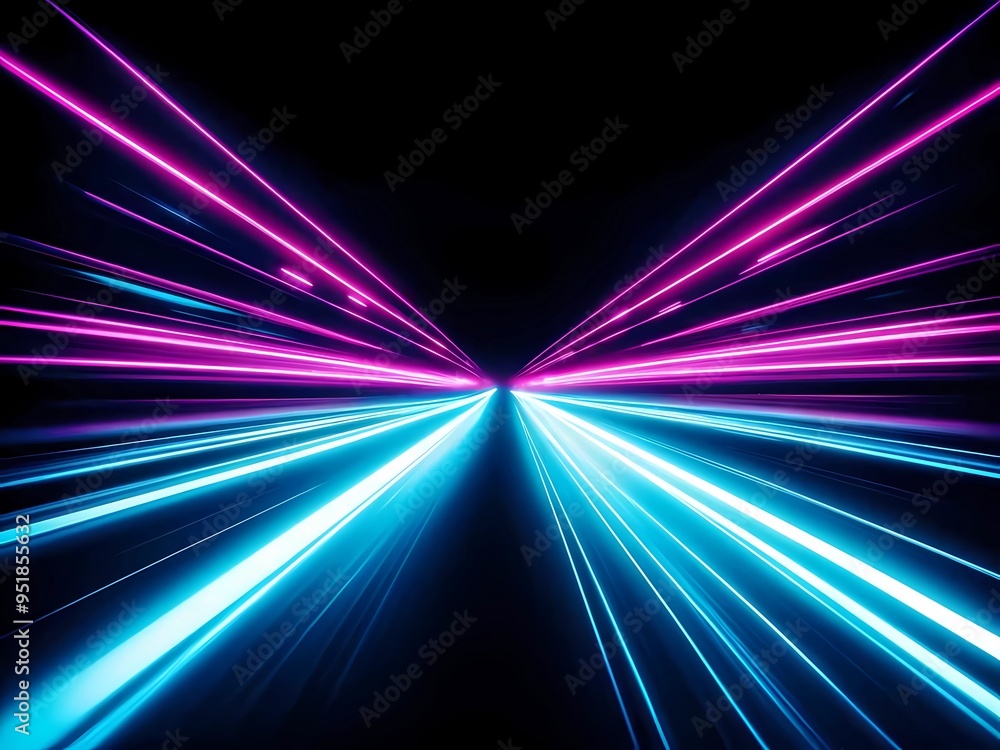 In the darkness, a neon light cuts through the space. The elongated parallel lines create a dramatic perspective effect, as if we are sliding through a time tunnel. In the darkness, a neon light cuts through the space. The elongated parallel lines create a dramatic perspective effect, as if we are sliding through a time tunnel.