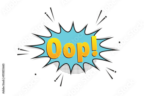 colorful " oop " word speech bubble comic lettering
