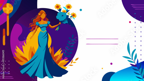 figure representing Virgo zodiac sign against  background with copy space