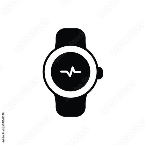 smart watch glyph icon with white background vector stock illustration