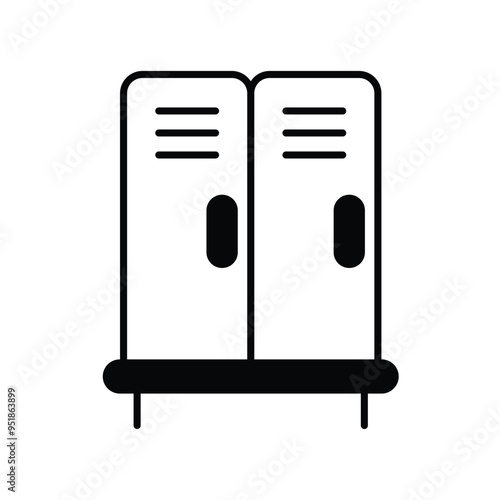 locker room glyph icon with white background vector stock illustration