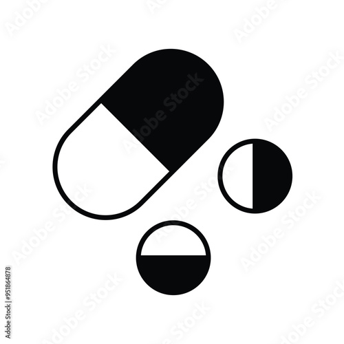 drug glyph icon with white background vector stock illustration