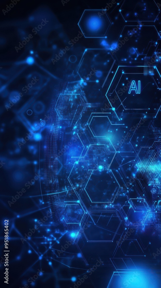 custom made wallpaper toronto digitalDigital Blue Background with AI Symbols.