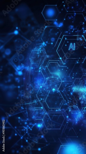 Wallpaper Mural Digital Blue Background with AI Symbols. Torontodigital.ca