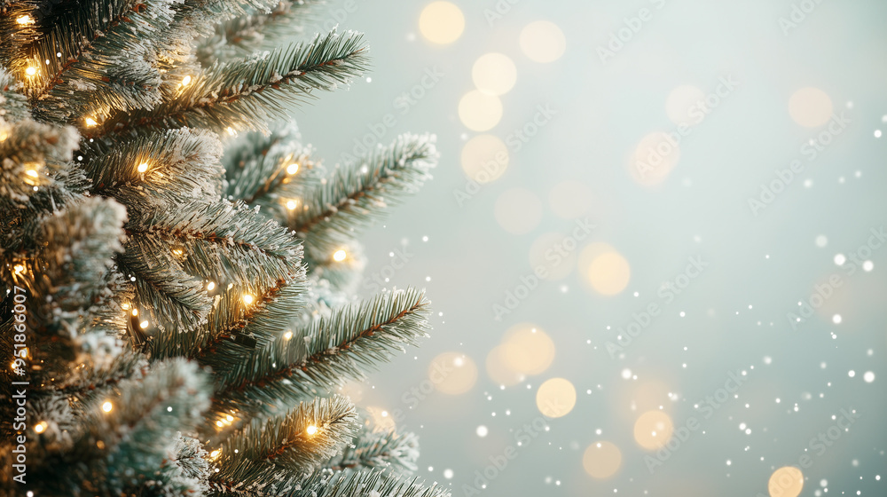 christmas tree, holiday illumination and decoration concept, christmas garland, bokeh lights in background christmas tree, holiday illumination and decoration concept, christmas garland, bokeh lights in background