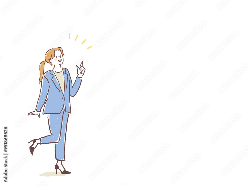 指を指すスーツを着た女性指を指すスーツを着た女性
