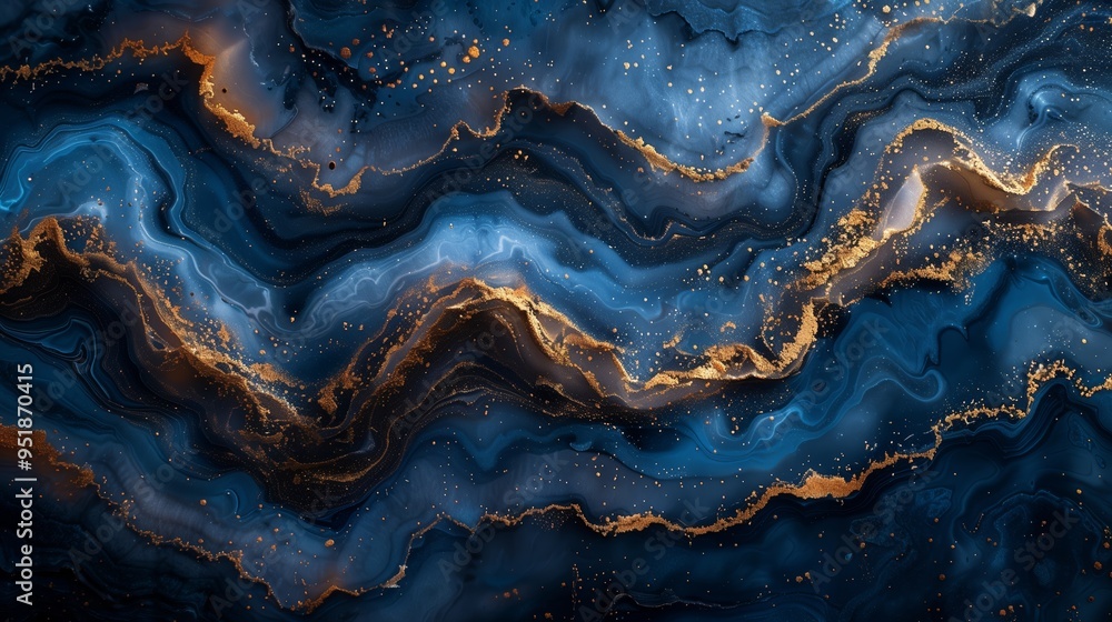 Fototapeta premium blue marble with gold veins, luxury interior decor, skinali, kitchen apron. Marble wall, countertop