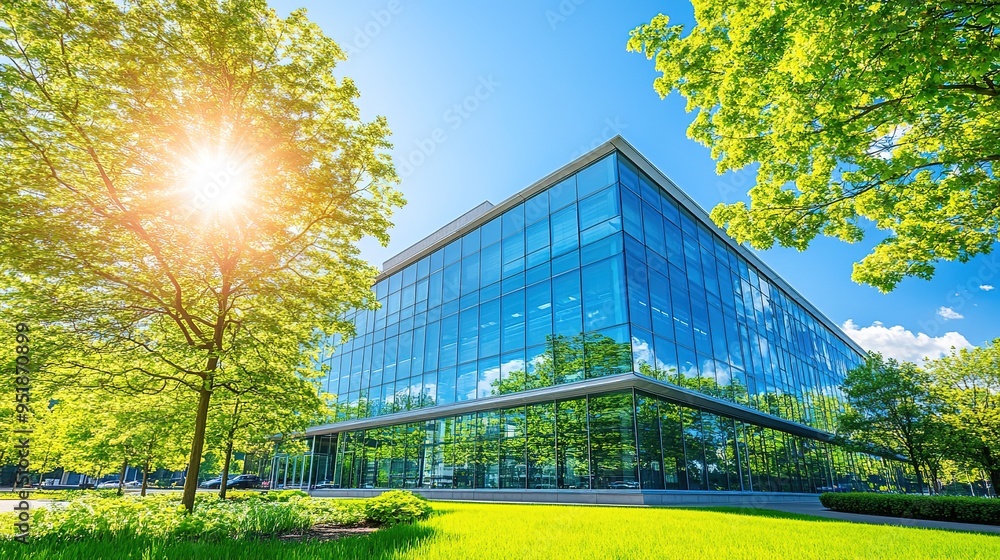 Modern Office Building Facade: Sleek Design with Glass Panels and Contemporary Architectural Elements Modern Office Building Facade: Sleek Design with Glass Panels and Contemporary Architectural Elements