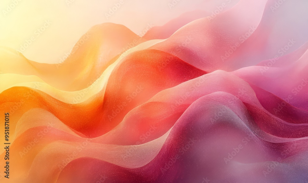 Soft abstract waves background of warm, vibrant colors in shades of orange, pink, and yellow blending seamlessly, with gentle gradients and fluid forms. Soft abstract waves background of warm, vibrant colors in shades of orange, pink, and yellow blending seamlessly, with gentle gradients and fluid forms.