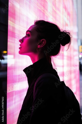 Digital Activism in Neon Cityscape: Futuristic Holographic Social Justice Symbols at Minimalist Protest