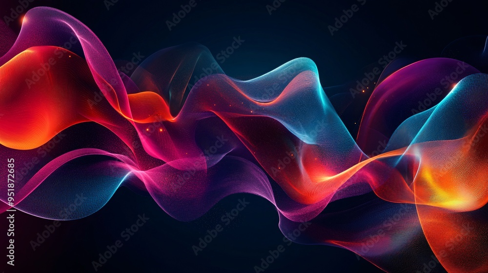 Obraz premium Abstract Digital Signature Composed of Colorful Flowing