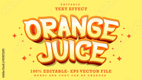 3d Minimal Word Orange Juice Editable Text Effect Design Template, Effect Saved In Graphic Style
