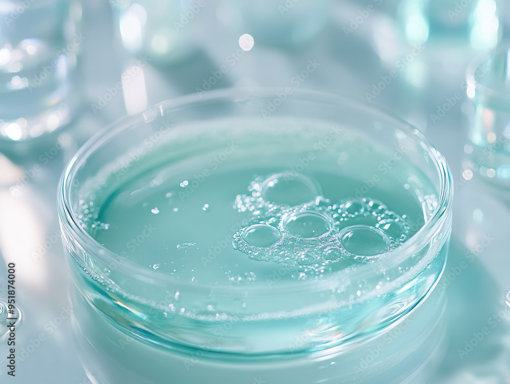 Close-up of gel serum in Petri dish Close-up of gel serum in Petri dish