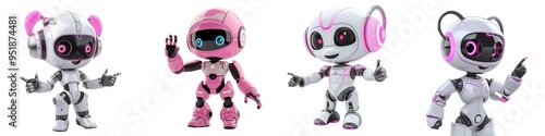 3D AI chatbot, female pink and white - Artificial Intelligence digital concept, cutout