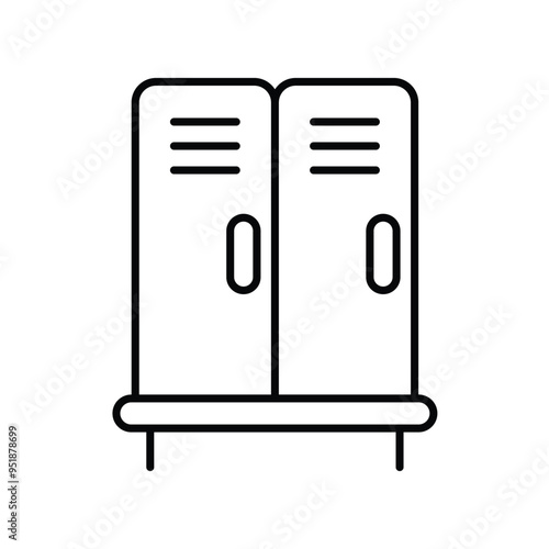 locker room line icon with white background vector stock illustration