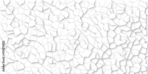 Abstract vector design 3d digital background white broken glass effect wall crack broken wall. Random lines decay grungy texture desolate distressed plates