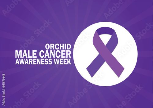 Orchid Male Cancer Awareness Week wallpaper with shapes and typography, banner, card, poster, template. Orchid Male Cancer Awareness Week, background