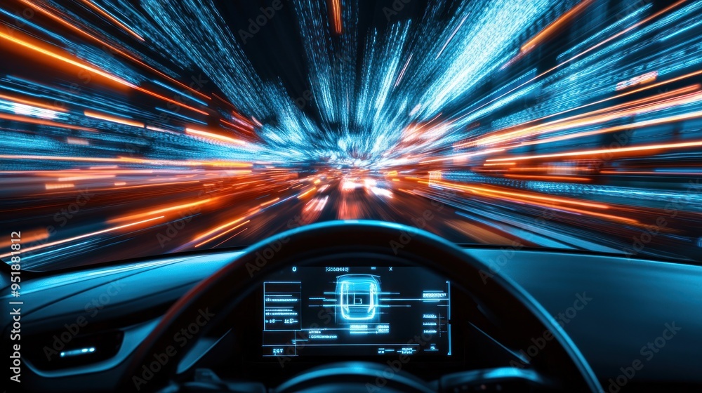 Car Driving Through City at Night Car Driving Through City at Night