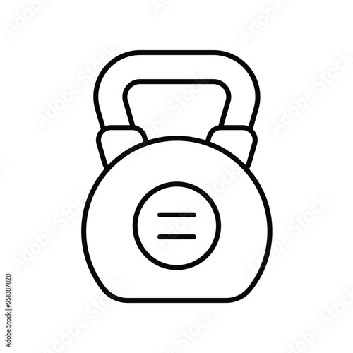 kettle bell line icon with white background vector stock illustration