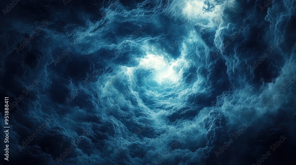 Fototapeta premium Dark Storm Clouds with Bright Light Emerging Through