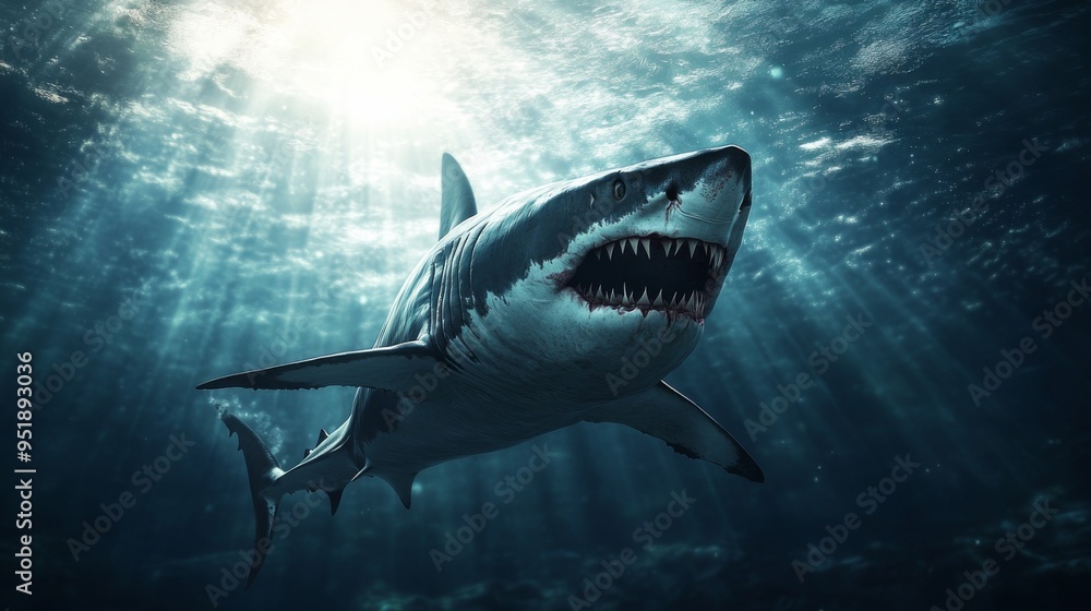 Fototapeta premium Great White Shark Underwater.