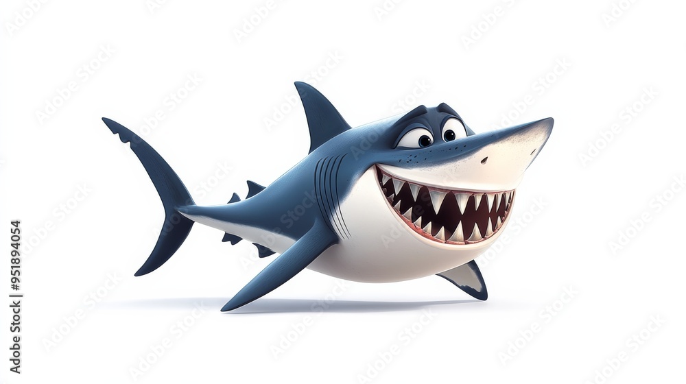 Naklejka premium Happy Cartoon Shark.